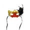 Gallerie II 7" Orange, Yellow and Black Glittered Faux Feathered Halloween Masquerade Mask
